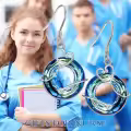 TOUPOP Sterling Silver Crystal Stethoscope Dangle Earrings Nurse Gifts-0-1