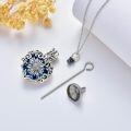 TOUPOP Sterling Silver Sunflower Crystal Heart Memorial Urn Necklace For Ashes-0-3
