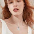 wholesale 925 Sterling Silver Round Abalone Shell Wave Design Pendant Necklace-0-1