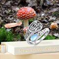 wholesale Sterling Silver Mushroom Ring Adjustable Vintage Nature Jewelry for Women-0-2