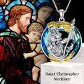 wholesale TOUPOP St Christopher Necklace For Men Women 925 Sterling Silver St Christopher Medal For Men With Crystal Protective Medal Jewelry Protect Us Gifts For Women Men -0-2