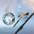 TOUPOP Sterling Silver Blue Crystal Dragonfly Urn Necklace For Ashes-0-3