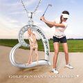wholesale 925 Sterling Silver Never give up Inspirational Golf Player in Heart Pendant Necklace for Women-0-4
