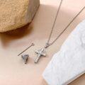 wholesale Silver Cross Urn Necklace for Ashes - 925 Sterling Silver Keepsake Jewelry with Star and Heart Design-0-4