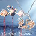 wholesale 925 Sterling Silver Flamingo Family Heart Pendant Necklace with Chain (18+2) - Gifts for Women & Moms on Valentine's Day Mothers' Day Birthdays and Christmas-0-5