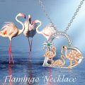 wholesale 925 Sterling Silver Flamingo Family Heart Pendant Necklace with Chain (18+2) - Gifts for Women & Moms on Valentine's Day Mothers' Day Birthdays and Christmas-0-5