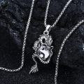 wholesale 925 Sterling Silver Dragon Ying Yang Necklace Pendant for Men Women Gifts-0-1