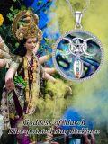 wholesale 925 Sterling Silver Metal Opal Triple Moon Pentagram Necklace with Chakra Stones Gift for Her-0-5