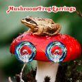 wholesale 925 Sterling Silver Frog on Mushroom Stud Earrings with Blue Crystal and Red Polka Dot Cap - Gifts for Women & Teenage Girls-0-1