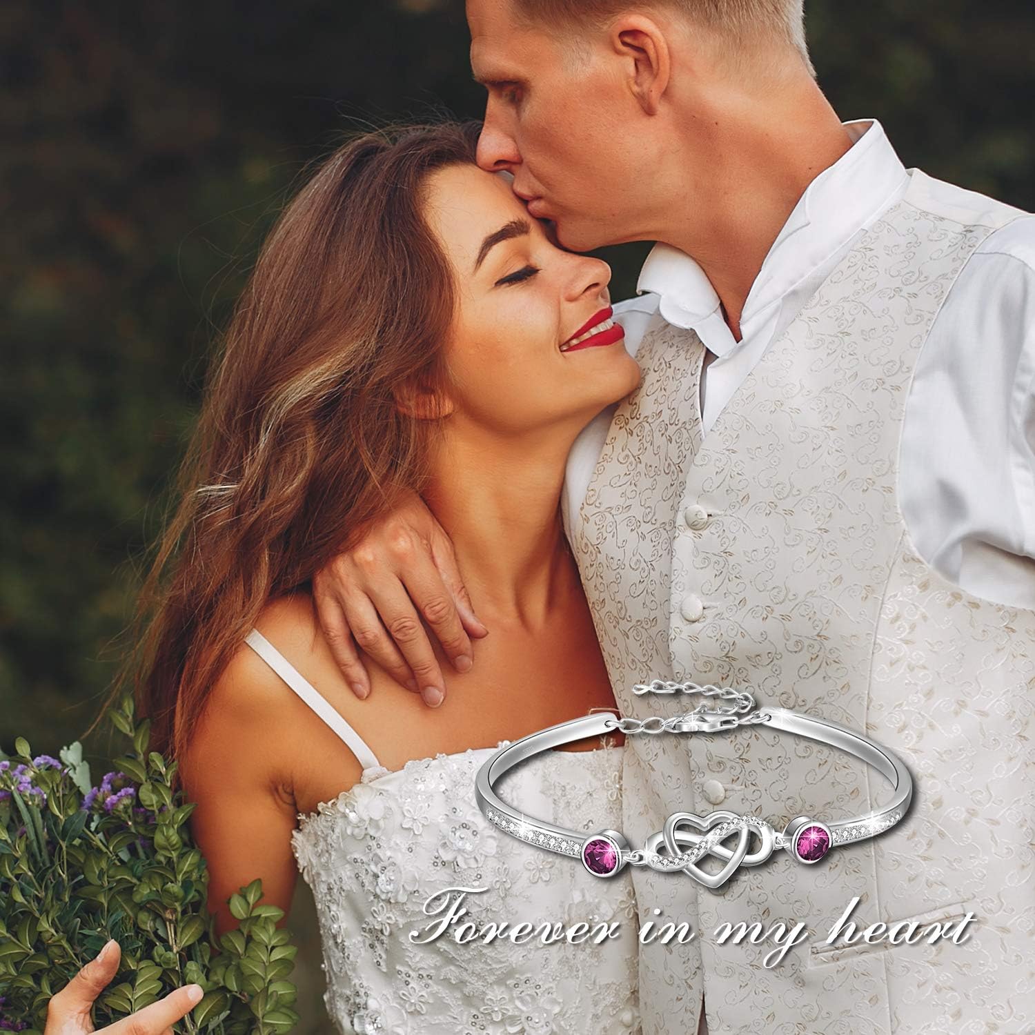 wholesale 925 Sterling Silver Austrian Crystal Infinity Love Heart Bangle Bracelet Adjustable 6 8 Gift for Her-0-4