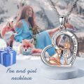 wholesale 925 Sterling Silver Fox & Girl Love Forever Heart Pendant Necklace s for Women-0-5