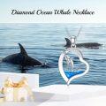 wholesale 925 Sterling Silver Dolphin Ocean Wave Blue Enamel Heart Pendant Necklace for Women-0-4