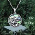 wholesale 925 Sterling Silver Abalone Shell Wolf Head Pendant Necklace s for Women-0-4