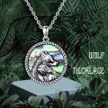 wholesale 925 Sterling Silver Abalone Shell Wolf Head Pendant Necklace s for Women-0-4