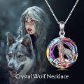 wholesale 925 Sterling Silver Rainbow Crystal Wolf Pendant Necklace for Women-0-5