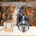 wholesale 925 Sterling Silver Owl Pendant Necklace with Moonstone and Garnet Heart Gemstones - Unique Gifts for Mom & Daughter on Mothers' Day or Birthdays-0-3