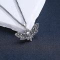 wholesale 925 Sterling Silver Skull Moth Pendant Necklace for Women Men Gothic Halloween  45cm Chain Length-0-1