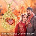 wholesale Sterling Silver Yellow Gold Plated Gemstone Tree of Life Pendant Necklace-0-52