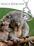 wholesale 925 Sterling Silver Koala Bear Family Love Heart Pendant Necklace for Women Girls - 45cm Chain Length-0-5