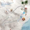 wholesale 925 Sterling Silver Blue Crystal Mermaid Turtle Charm Anklet/Anklet - Boho Beach s for Women & Girls-0-5