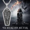 wholesale 925 Sterling Silver Grim Reaper Coffin Pendant Necklaces Gothic Mens s for Him-0-5