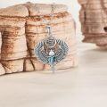 wholesale 925 Sterling Silver Abalone Shell Eye Of Horus Cross Winged Scarab Pendant Necklace for Women's Gifts-0-3