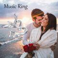 wholesale 925 Sterling Silver Heart & Musical Notes Adjustable Ring Jewelry for Women Musicians-0-4