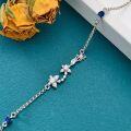 wholesale 925 Sterling Silver Blue Stone Butterfly Charm Adjustable Bracelet Gift for Women Girl-0-3