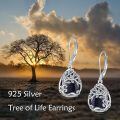 wholesale 925 Sterling Silver Tree Of Life Drop Earrings Wholesale With Green Stone-0-83