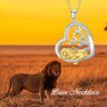 wholesale 925 Sterling Silver Sleeping Lion Heart Pendant Necklace-0-2