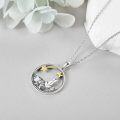 wholesale 925 Sterling Silver Fox & Moon Stars Charm Necklace for Girls and Teenagers-0-3