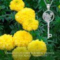 wholesale Sterling Silver Diamond Birth Flower Key Necklace for Women-0-16