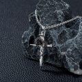 wholesale 925 Sterling Silver Gothic Rose Cross Necklace with Black Plating and -0-2