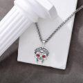 wholesale 925 Sterling Silver Red Eye Skull Pendant Gothic Punk Biker Necklace Halloween s for Men & Women-0-6