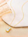 TOUPOP 14K Gold Moissanite 2-Stone Pendant Necklace-0-1