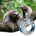 wholesale 925 Sterling Silver Sloth Tree of Life Pendant Necklace with Blue Crystal Birthday Christmas Gifts for Women Mom Daughter Sister-0-2
