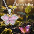 wholesale 925 Sterling Silver Pink Opal Butterfly Pendant Necklace - Elegant Charm s for Her-0-4