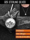 wholesale 925 Sterling Silver Mountain Photo Locket Pendant Necklaces for Men Memory Keepsake Gift-0-4
