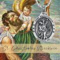 wholesale 925 Sterling Silver Saint Christopher Protect Us Medal Pendant Necklace With Oxidized Box Chain-0-6