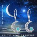 wholesale 925 Sterling Silver Turquoise Crescent Moon Celtic Star Drop Earrings for Women -0-5