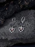 wholesale 925 Sterling Silver Bat Heart Red Crystal Drop Dangle Leverback Earrings-0-1