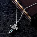 wholesale 925 Sterling Silver Cross Pendant with Opal Stone and Religious Figures - Christmas Gift for Women & Men-0-2