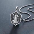 wholesale 925 Sterling Silver Saint Benedict Shield Shape Pendant Necklace  for Men & Women - Catholic Protection Jewelry-0-1