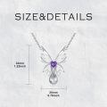 wholesale 925 Sterling Silver Angel Wings Heart Amethyst Cremation Urn Memorial Pendant Necklace-0-4