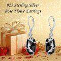 wholesale Sterling Silver Rose Flower Earrings with Natural Gemstone Fine Jewelry Gift for Her-0-45