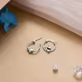 TOUPOP Sterling Silver Gemstone Dolphin Paw Sloth Hummingbird Panda Huggie Hoop Earrings-0-5