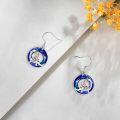 wholesale 925 Sterling Silver Round Crystal Dinosaur Drop Earrings for Women Girls  4cm Long-0-3