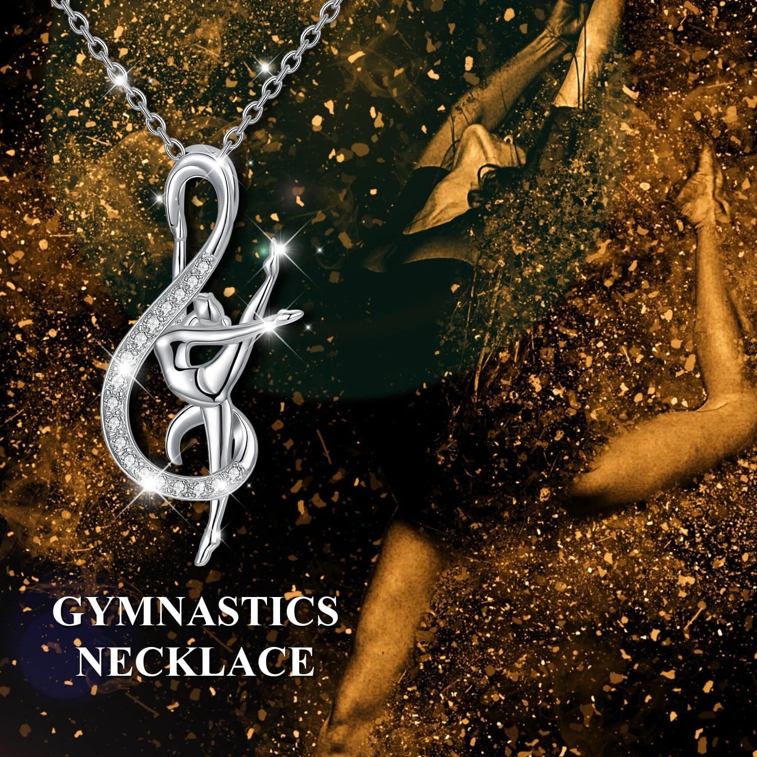 wholesale 925 Sterling Silver Dancing Ballerina with Swarovski Crystals Heart Cross Pendant Necklace for Women-0-1