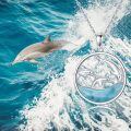wholesale 925 Sterling Silver Natural Larimar Dolphin Pendant Necklace Ocean Jewelry Birthday Gifts for Women-0-5