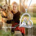wholesale 925 Sterling Silver Girl Dog Heart Pendant Necklace Rose Gold Plated I Love You Forever-0-2